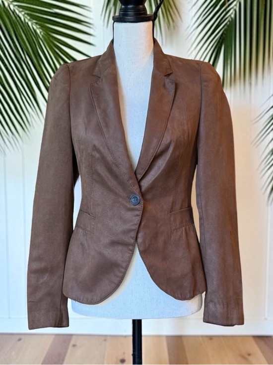 Zara Jackets & Blazers - ZARA BASIC Brown Faux Suede Blazer Jacket Size Small